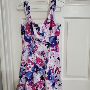 Cute white dress with purple and pink flowers